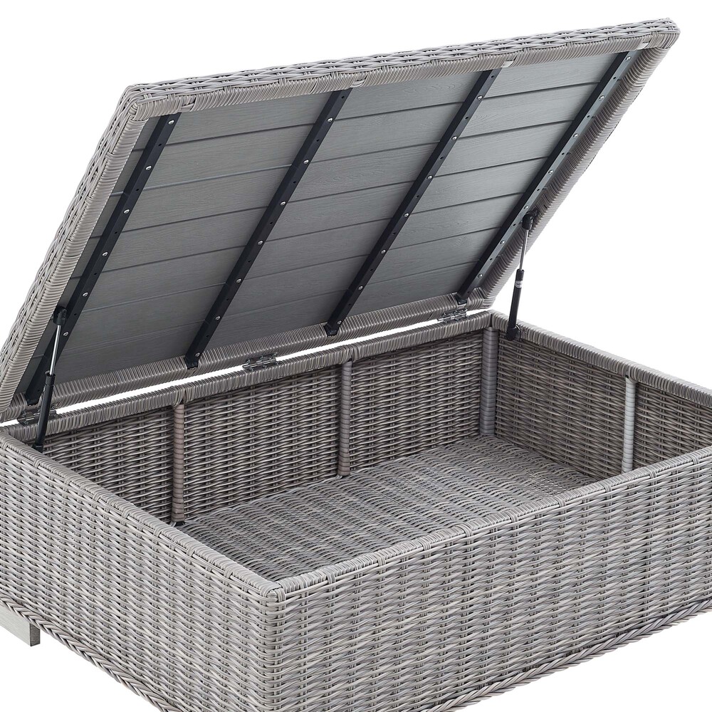 Conway 4-Piece Outdoor Patio Wicker Rattan Furniture Set in Light Gray Navy by Modway - Image 10
