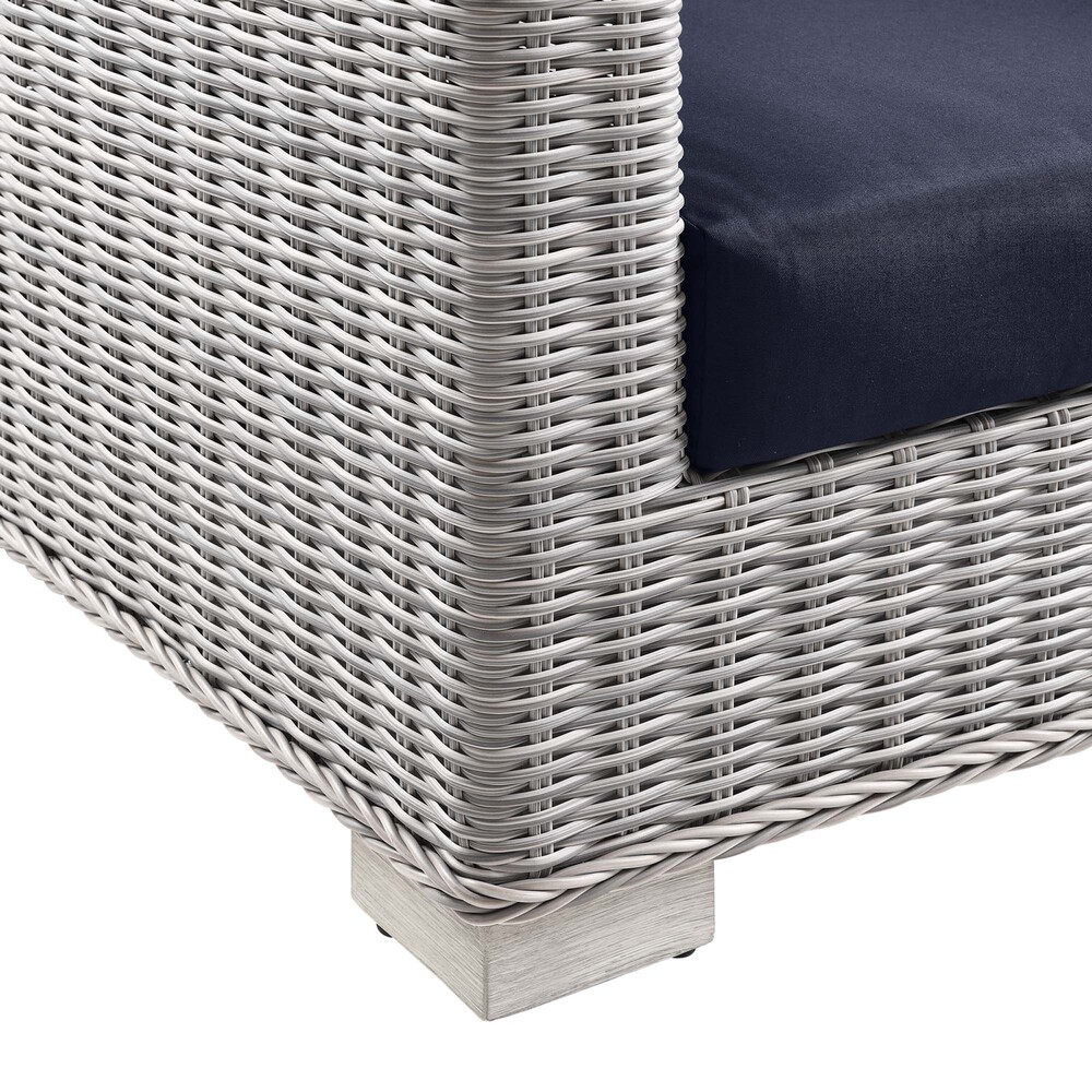 Conway 4-Piece Outdoor Patio Wicker Rattan Furniture Set in Light Gray Navy by Modway - Image 6