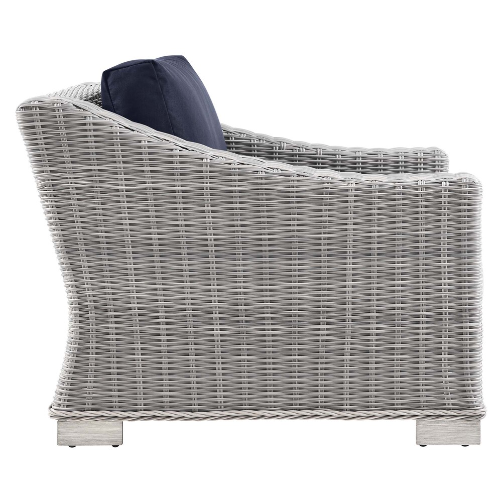 Conway 4-Piece Outdoor Patio Wicker Rattan Furniture Set in Light Gray Navy by Modway - Image 7