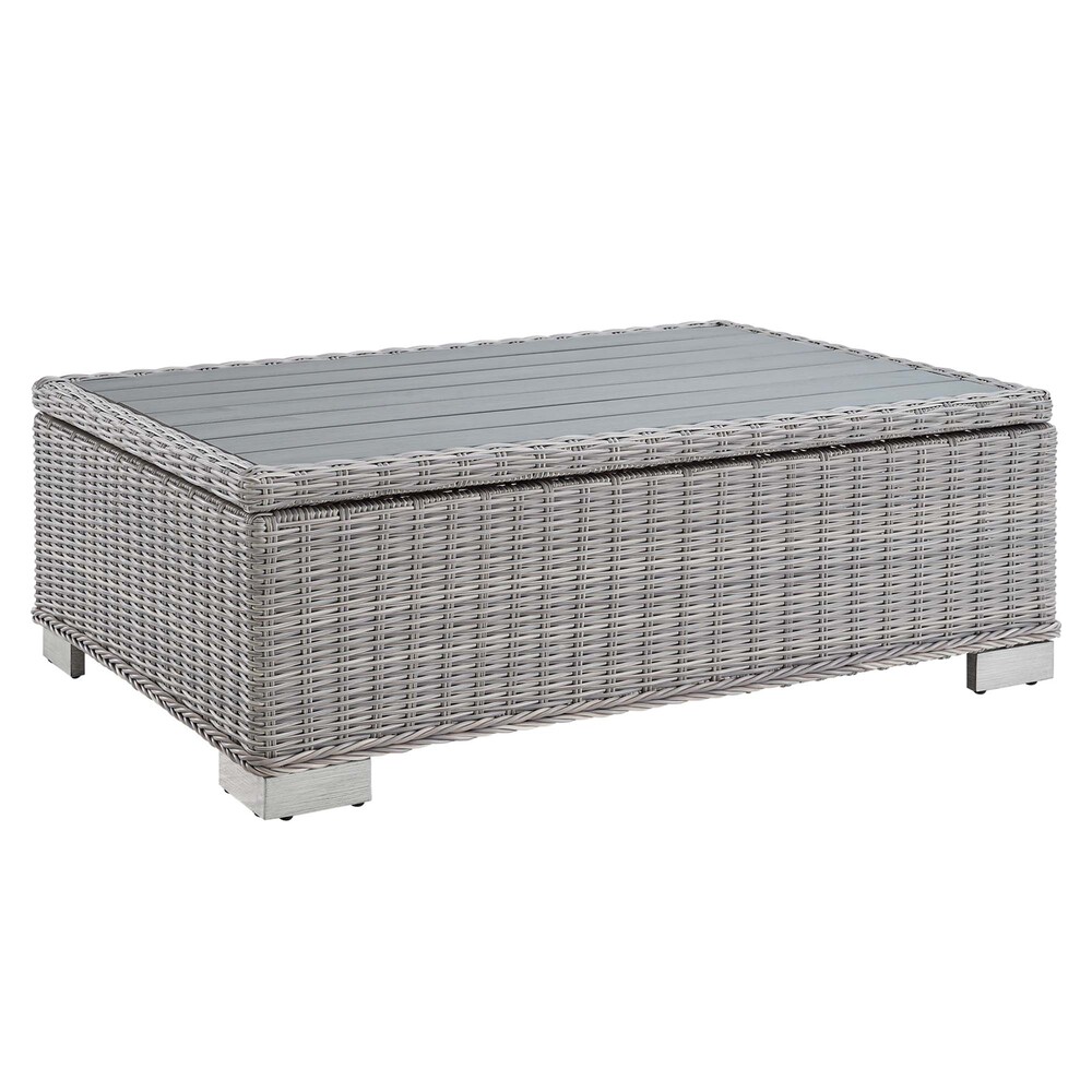 Conway 4-Piece Outdoor Patio Wicker Rattan Furniture Set in Light Gray Navy by Modway - Image 8
