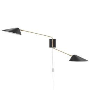 Journey 2-Light Swing Arm Wall Sconce by Modway in Black by Modway