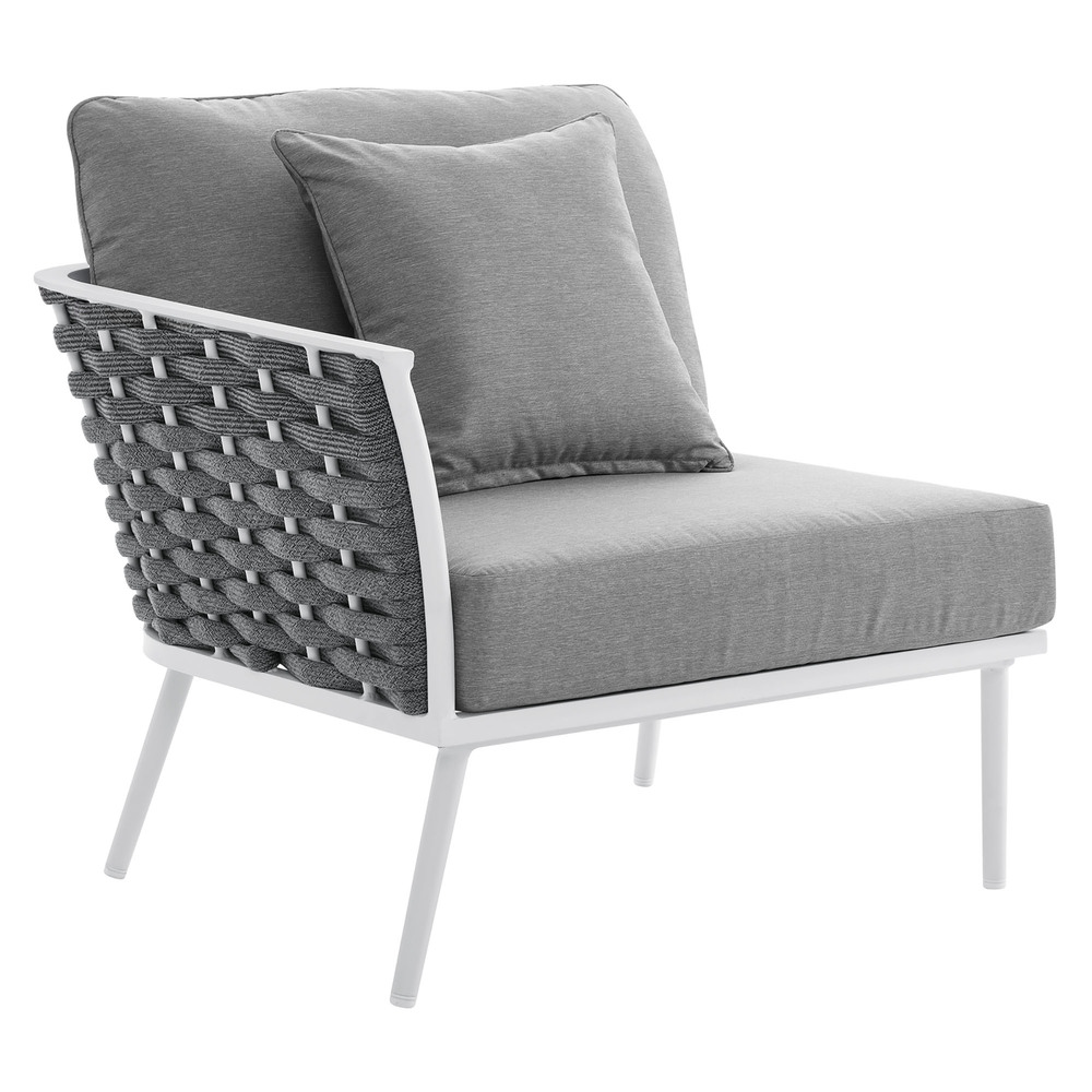 Stance Outdoor Patio Aluminum Left-Facing Armchair in White Gray by Modway