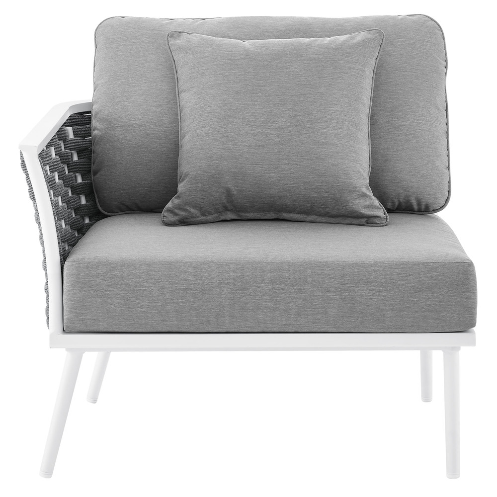 Stance Outdoor Patio Aluminum Left-Facing Armchair in White Gray by Modway - Image 6