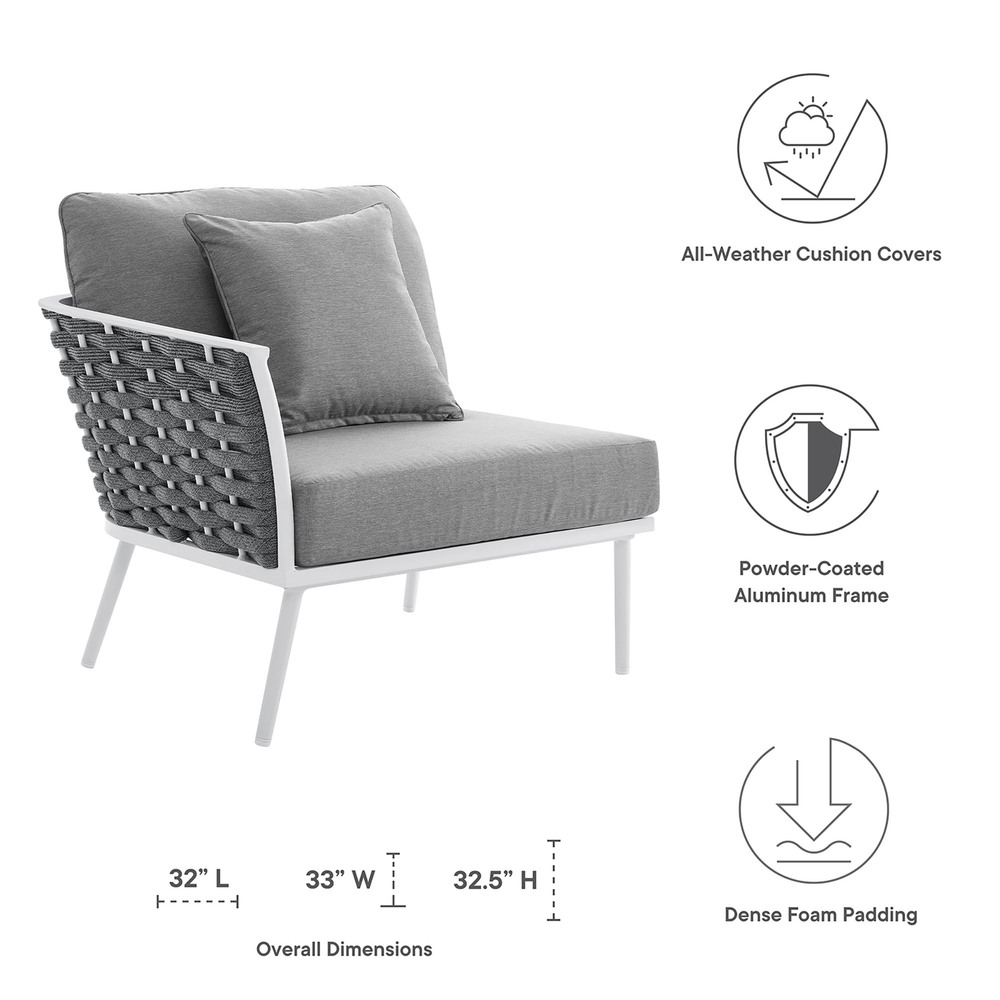 Stance Outdoor Patio Aluminum Left-Facing Armchair in White Gray by Modway - Image 2