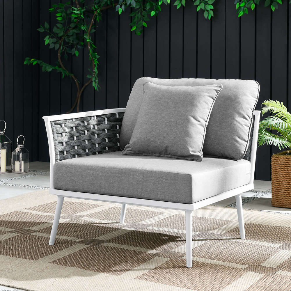 Stance Outdoor Patio Aluminum Left-Facing Armchair in White Gray by Modway - Image 7