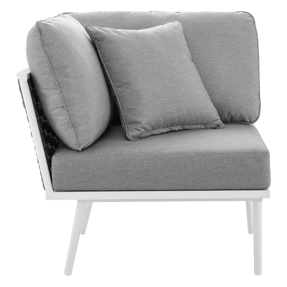 Stance Outdoor Patio Aluminum Corner Chair in White Gray by Modway