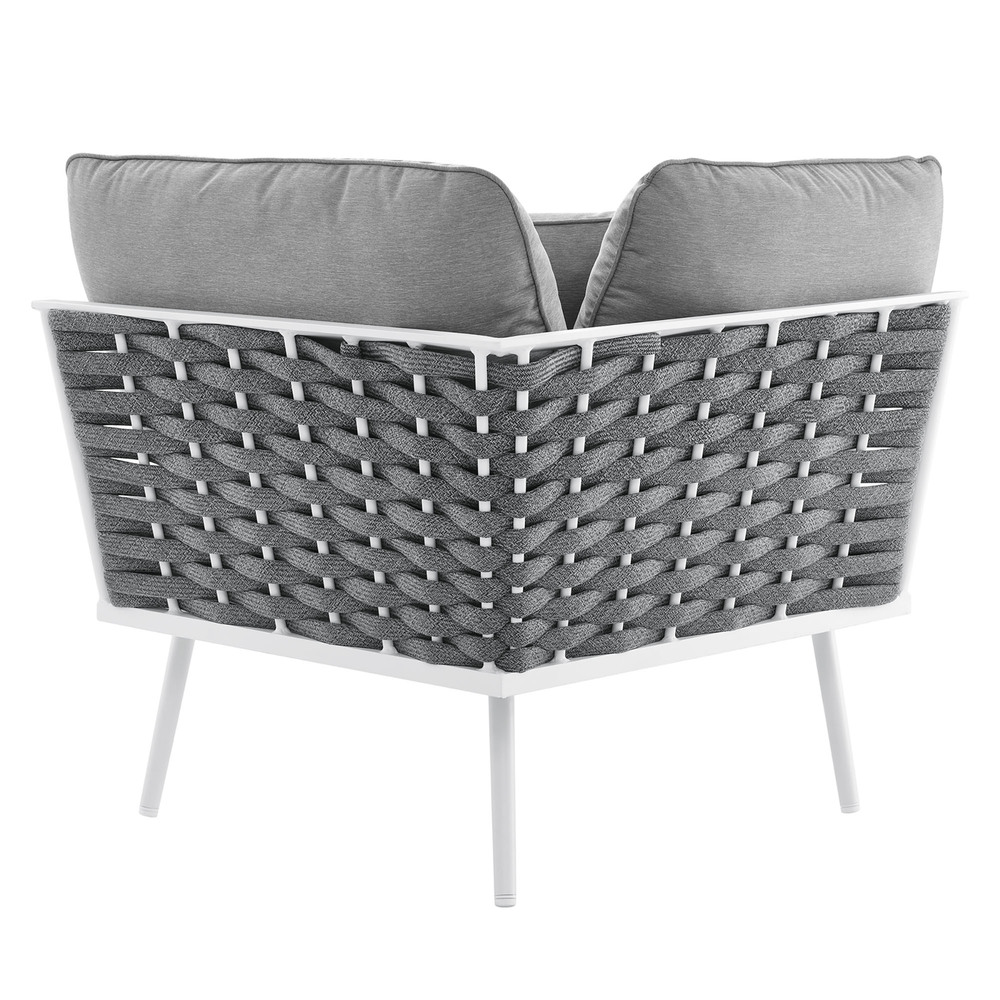 Stance Outdoor Patio Aluminum Corner Chair in White Gray by Modway - Image 4