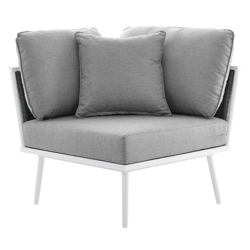 Stance Outdoor Patio Aluminum Corner Chair in White Gray by Modway - Image 5