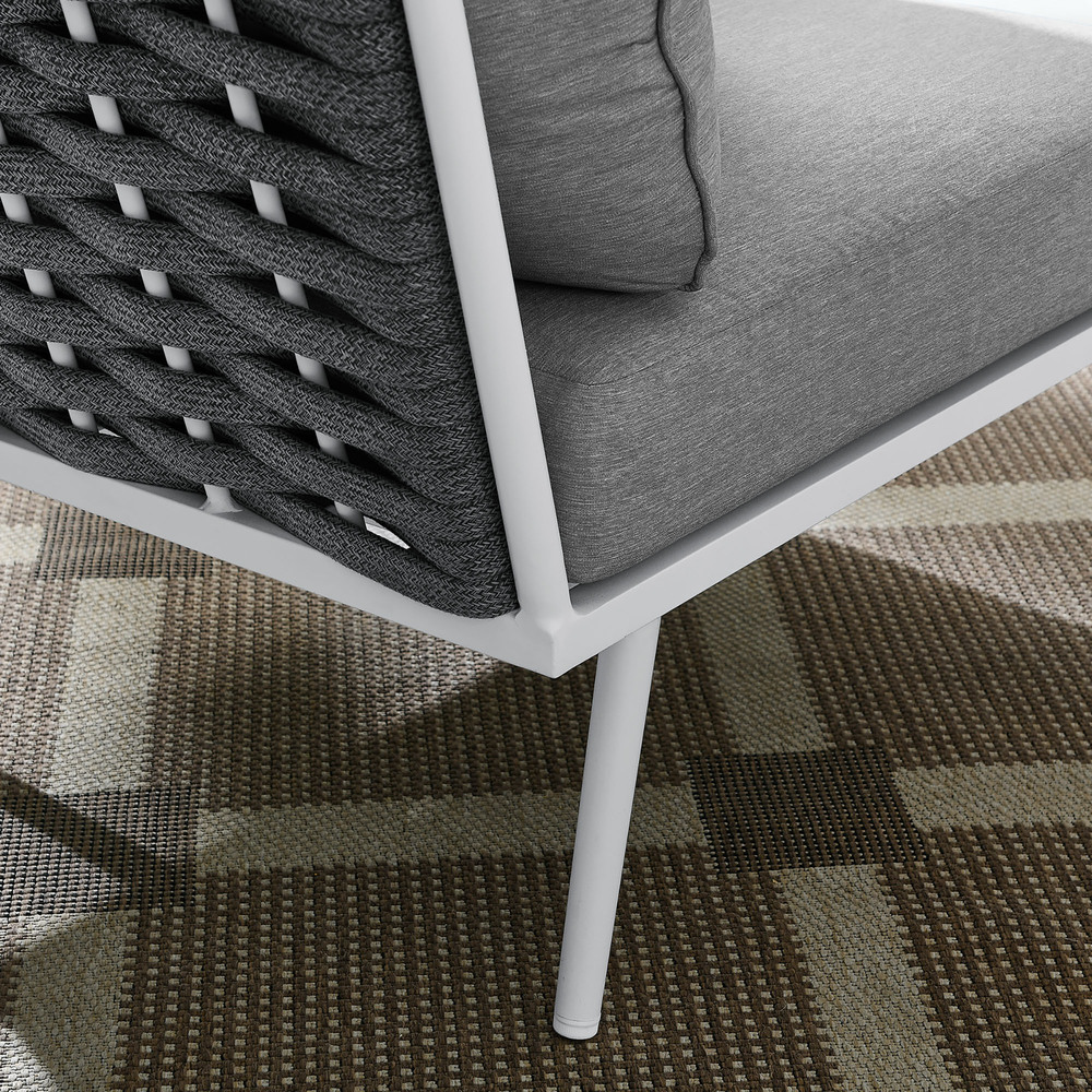 Stance Outdoor Patio Aluminum Corner Chair in White Gray by Modway - Image 7