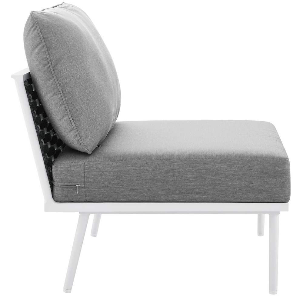 Stance Outdoor Patio Aluminum Armless Chair in White Gray by Modway - Image 4