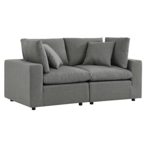 Commix Overstuffed Outdoor Patio Loveseat in Charcoal by Modway