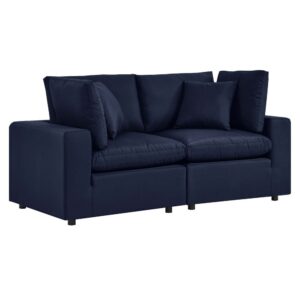 Commix Overstuffed Outdoor Patio Loveseat in Navy by Modway