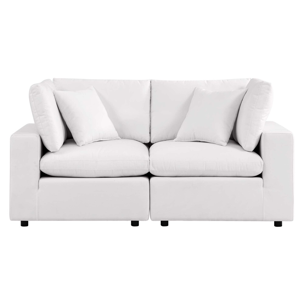 Commix Overstuffed Outdoor Patio Loveseat in White by Modway - Image 3