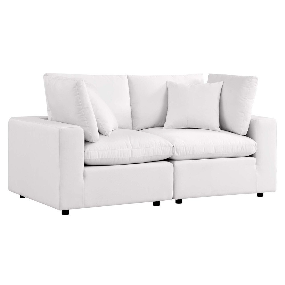 Commix Overstuffed Outdoor Patio Loveseat in White by Modway