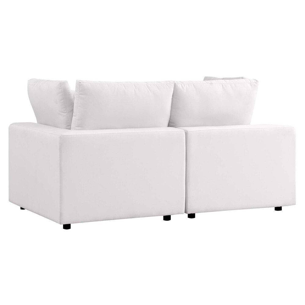 Commix Overstuffed Outdoor Patio Loveseat in White by Modway - Image 7