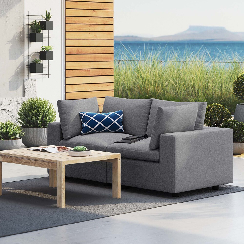 Commix Sunbrella® Outdoor Patio Loveseat in Gray by Modway - Image 8