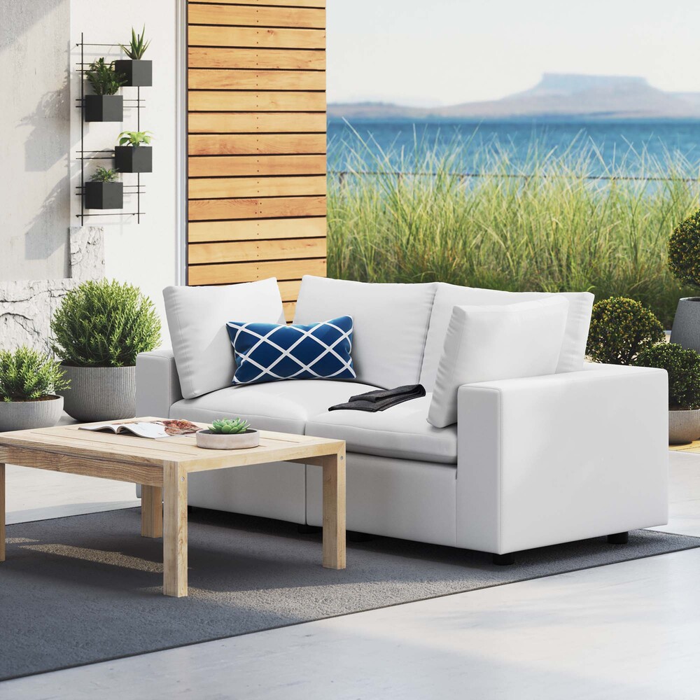 Commix Sunbrella® Outdoor Patio Loveseat in White by Modway - Image 8
