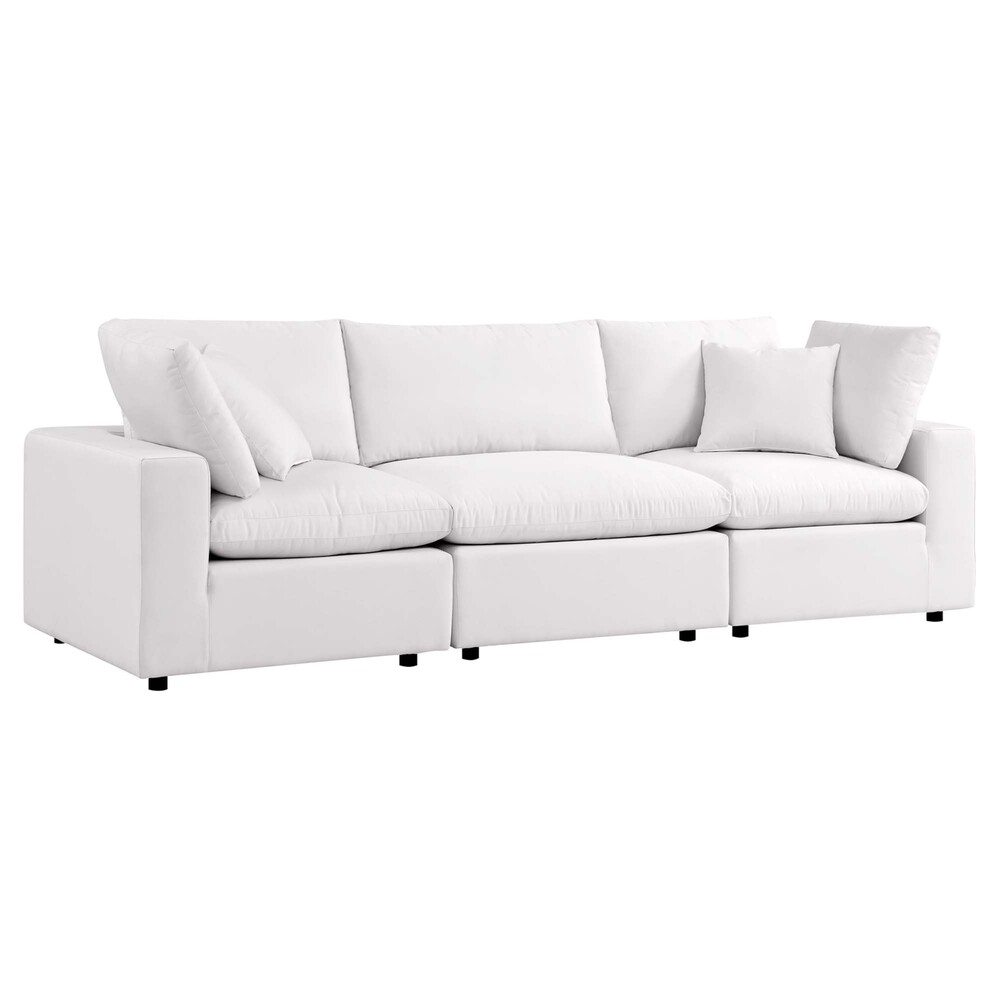 Commix Overstuffed Outdoor Patio Sofa in White by Modway