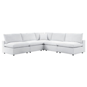 Commix 5-Piece Sunbrella® Outdoor Patio Sectional Sofa in White by Modway