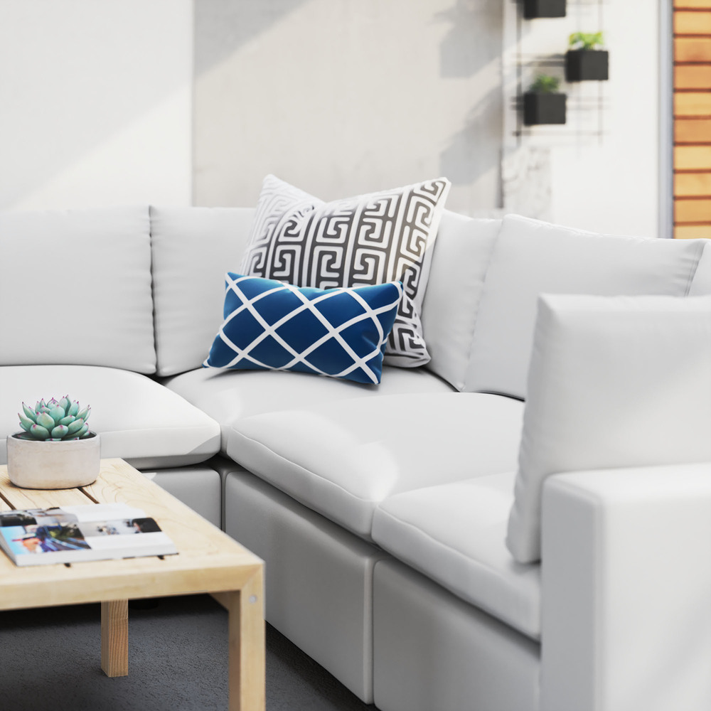 Commix 5-Piece Sunbrella® Outdoor Patio Sectional Sofa in White by Modway - Image 11