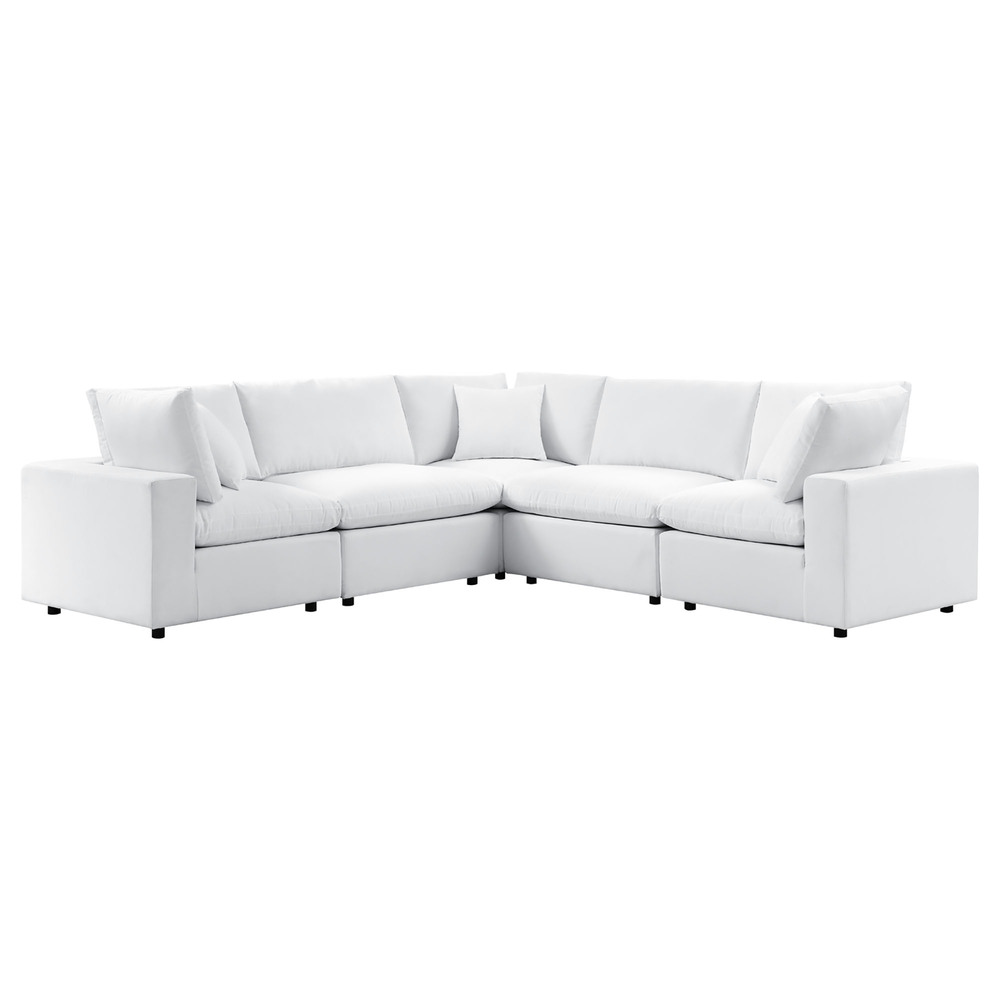 Commix 5-Piece Sunbrella® Outdoor Patio Sectional Sofa in White by Modway
