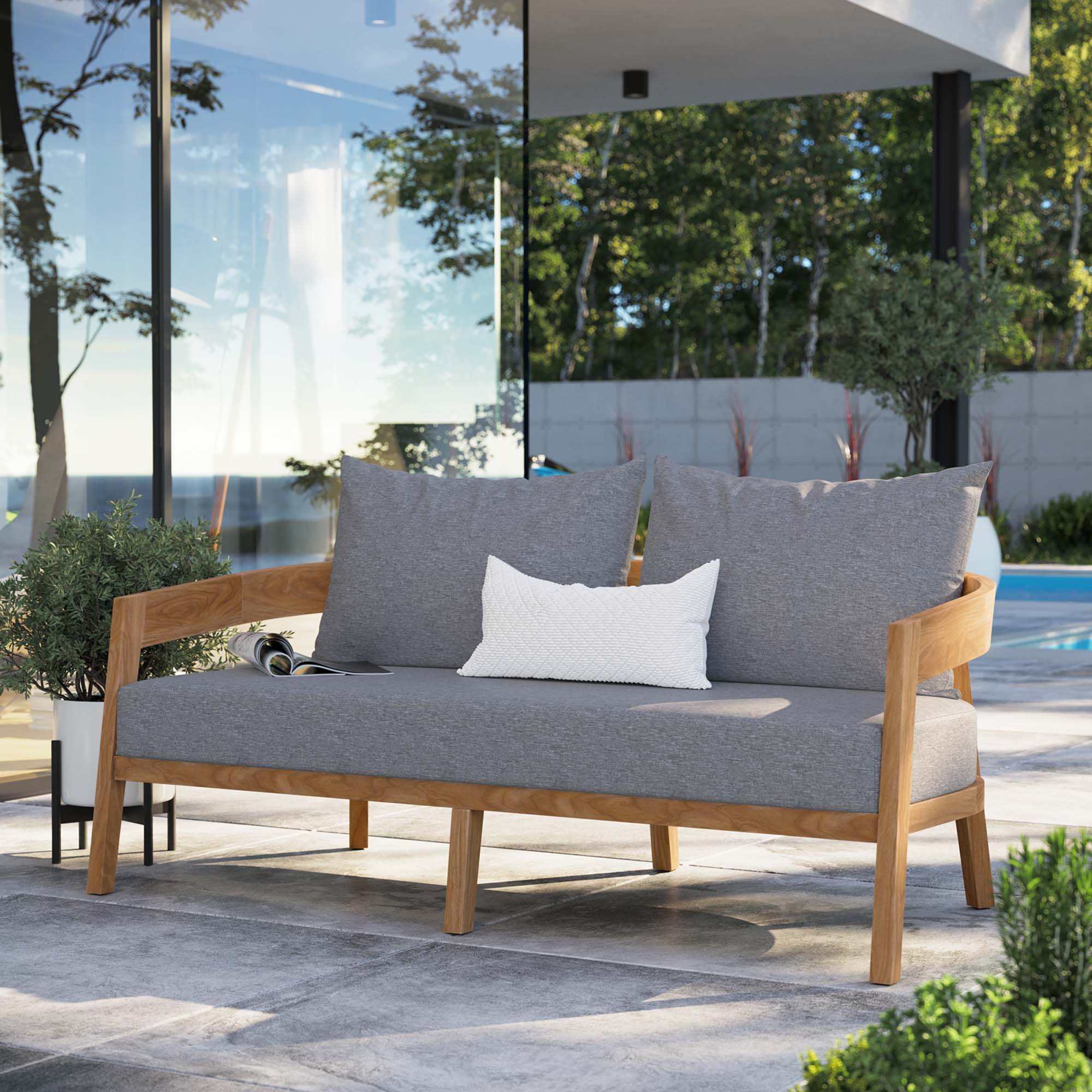 Brisbane Teak Wood Outdoor Patio Loveseat by Modway - Image 7