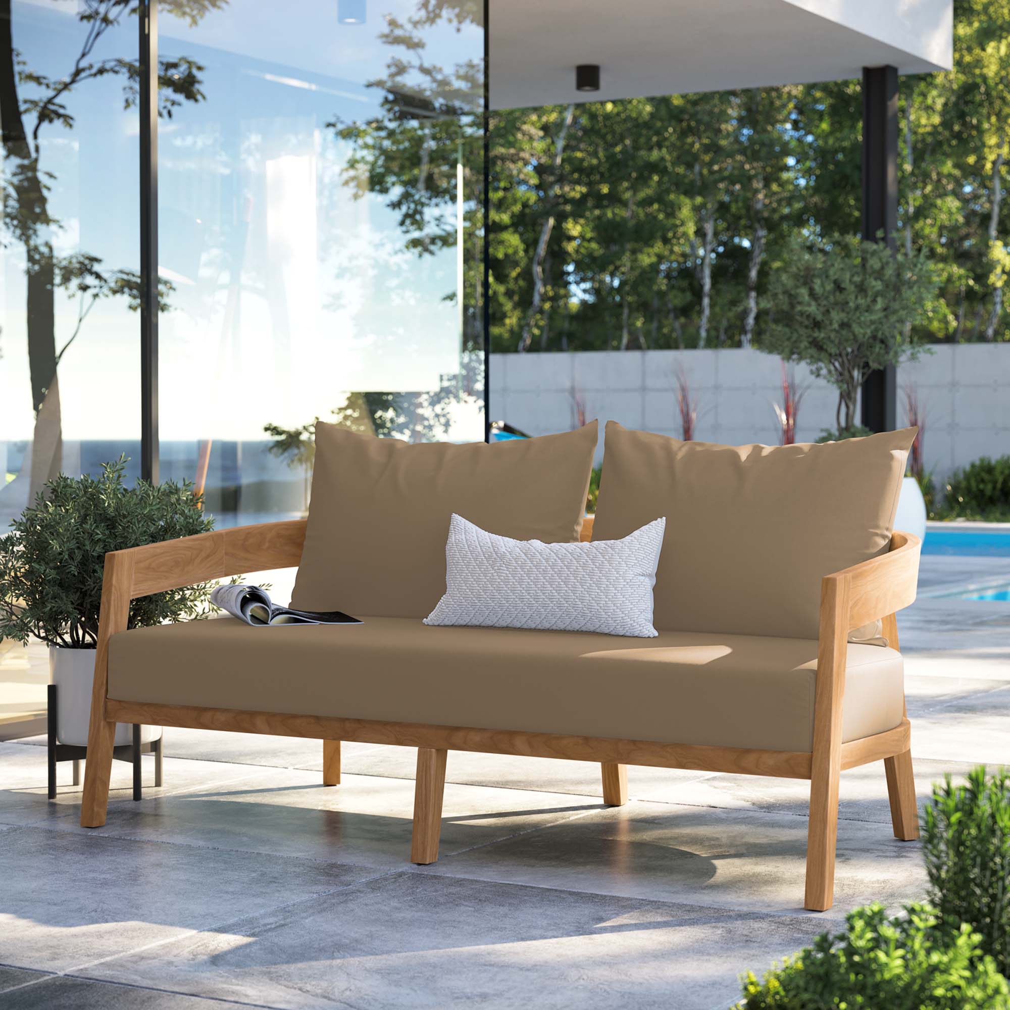 Brisbane Teak Wood Outdoor Patio Loveseat by Modway - Image 7