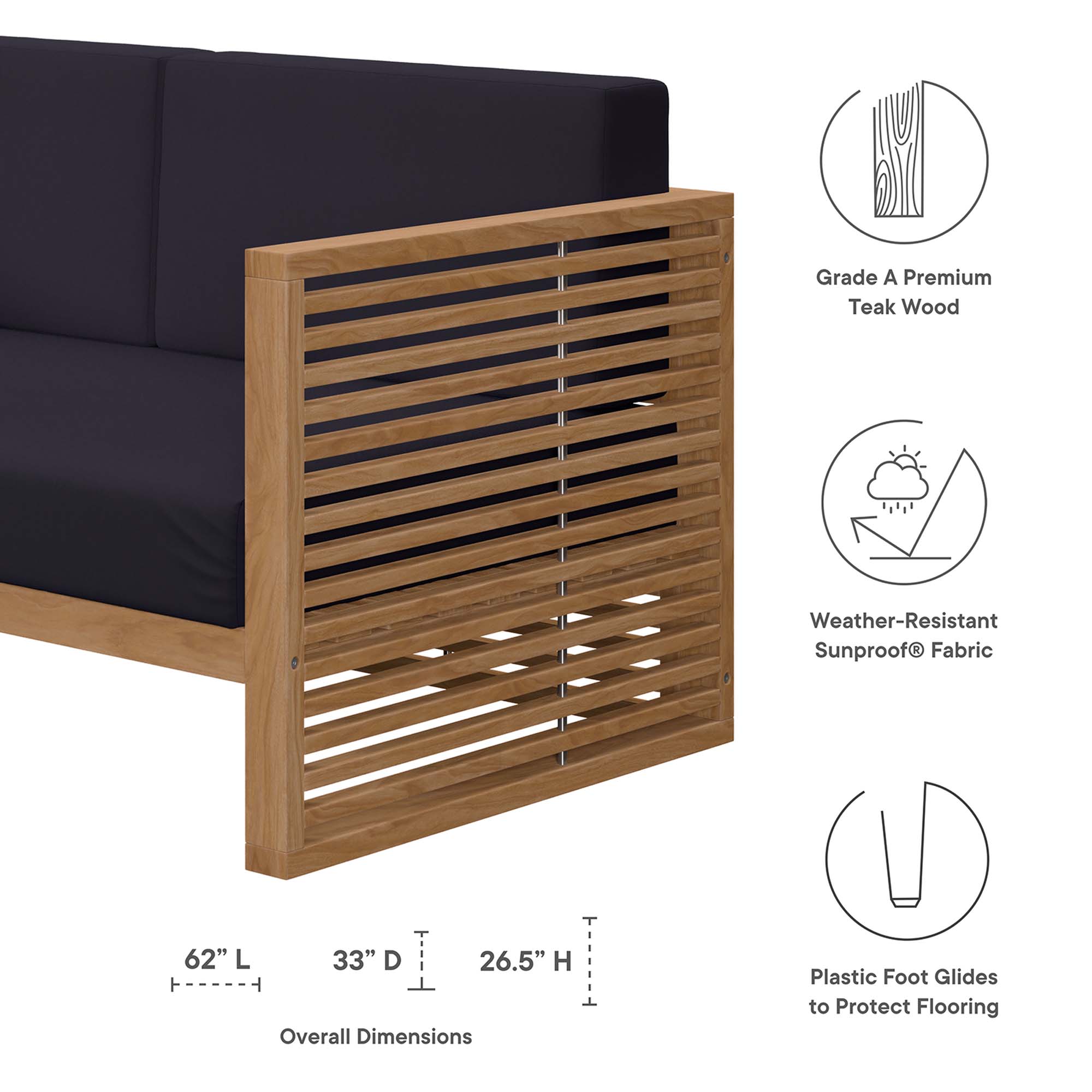 Carlsbad Teak Wood Outdoor Patio Loveseat by Modway - Image 2