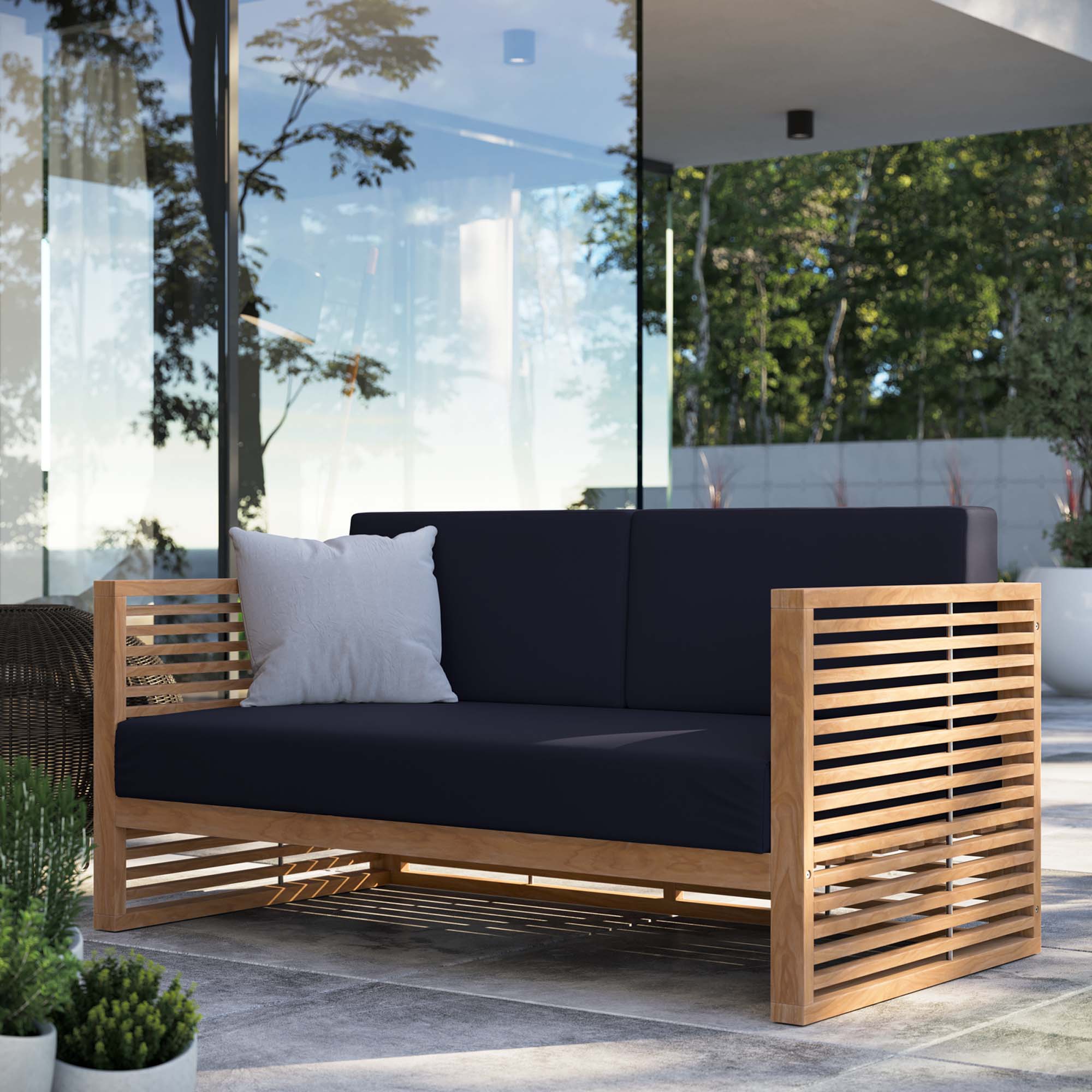 Carlsbad Teak Wood Outdoor Patio Loveseat by Modway - Image 7