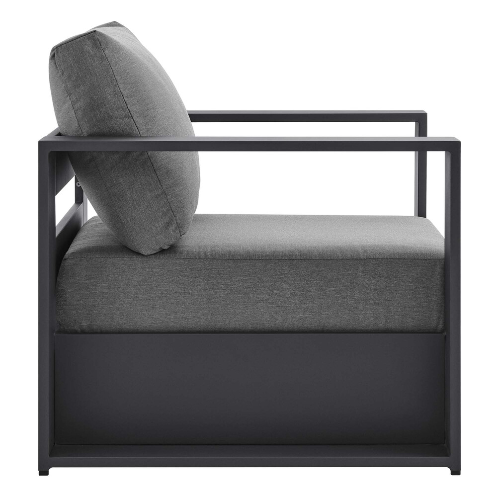 Tahoe Outdoor Patio Powder-Coated Aluminum Armchair in Gray Charcoal by Modway - Image 3