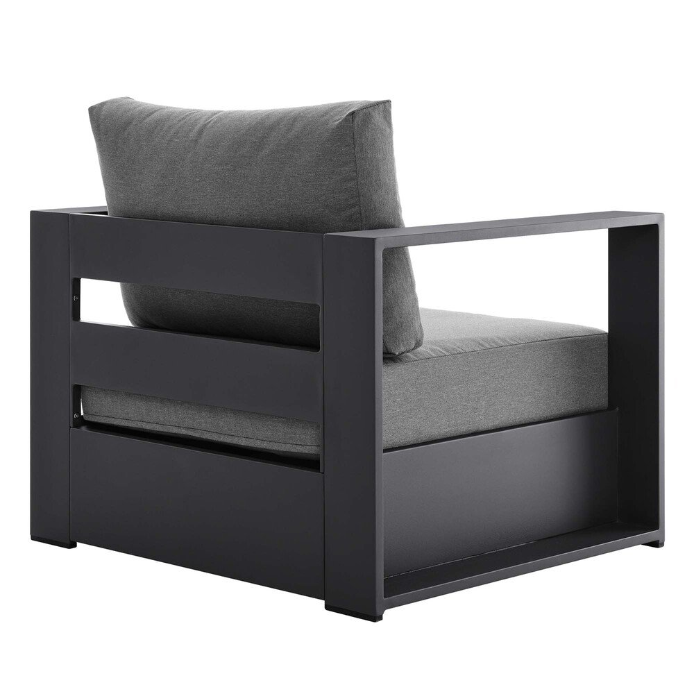 Tahoe Outdoor Patio Powder-Coated Aluminum Armchair in Gray Charcoal by Modway - Image 4