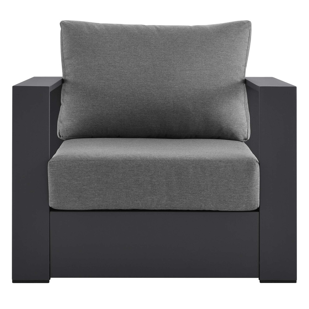 Tahoe Outdoor Patio Powder-Coated Aluminum Armchair in Gray Charcoal by Modway - Image 6
