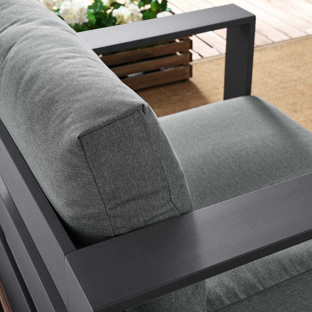 Tahoe Outdoor Patio Powder-Coated Aluminum Armchair in Gray Charcoal by Modway - Image 8