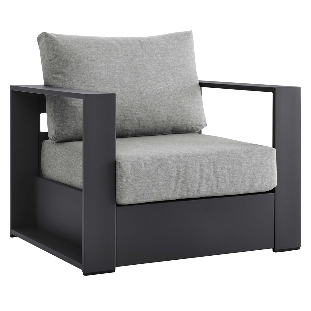 Tahoe Outdoor Patio Powder-Coated Aluminum Armchair in Gray Gray by Modway