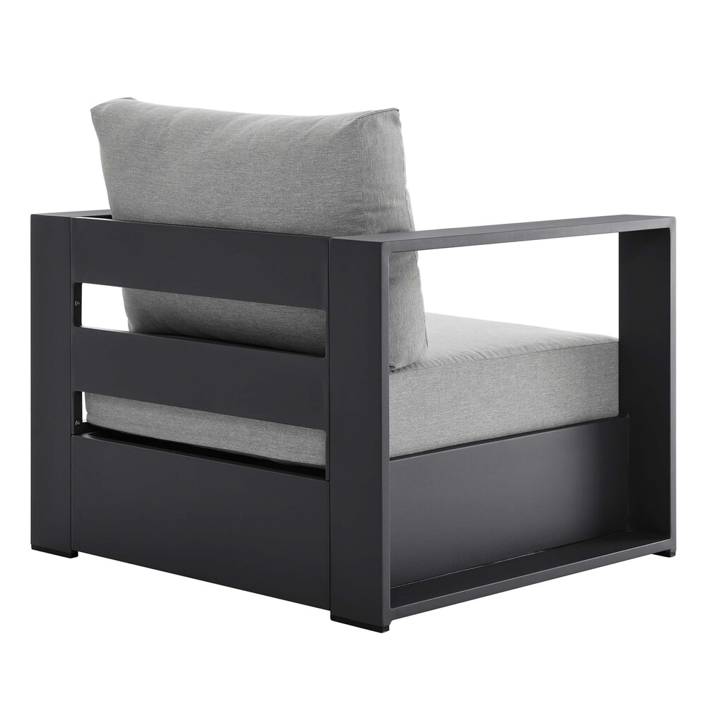 Tahoe Outdoor Patio Powder-Coated Aluminum Armchair in Gray Gray by Modway - Image 4