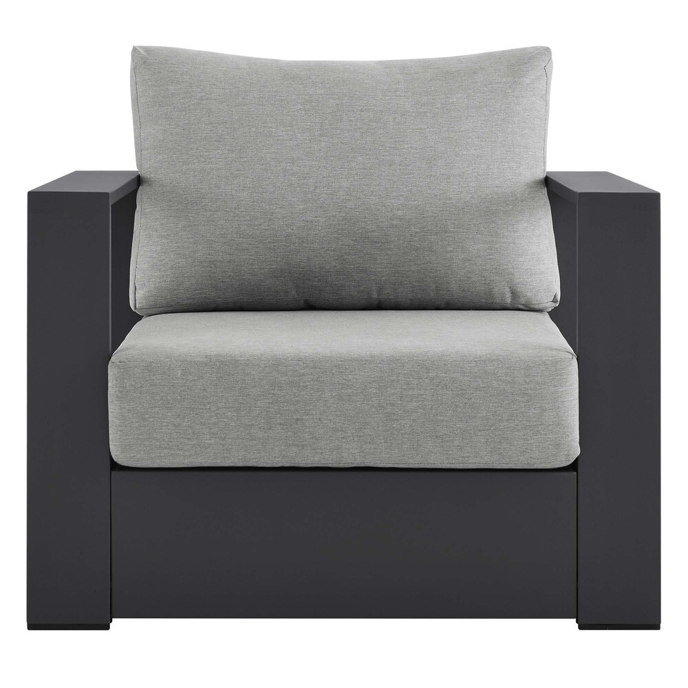 Tahoe Outdoor Patio Powder-Coated Aluminum Armchair in Gray Gray by Modway - Image 6