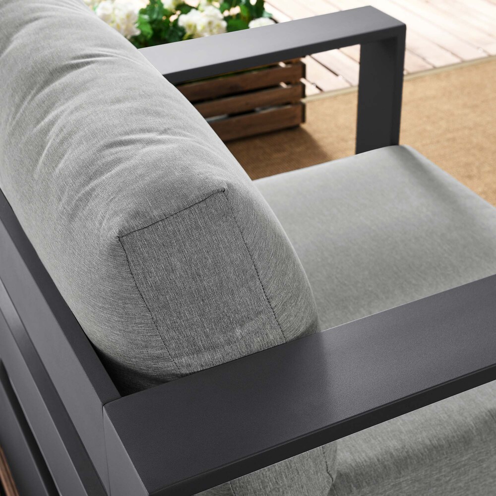 Tahoe Outdoor Patio Powder-Coated Aluminum Armchair in Gray Gray by Modway - Image 8