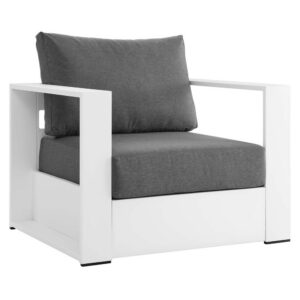 Tahoe Outdoor Patio Powder-Coated Aluminum Armchair in White Charcoal by Modway