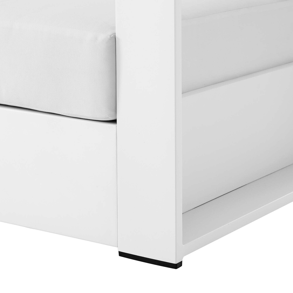 Tahoe Outdoor Patio Powder-Coated Aluminum Armchair in White White by Modway - Image 6