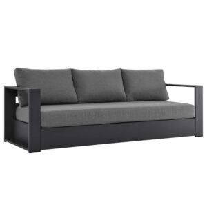 Tahoe Outdoor Patio Powder-Coated Aluminum Sofa in Gray Charcoal by Modway