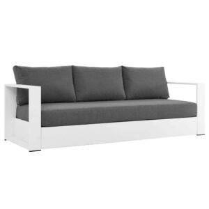 Tahoe Outdoor Patio Powder-Coated Aluminum Sofa in White Charcoal by Modway