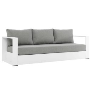 Tahoe Outdoor Patio Powder-Coated Aluminum Sofa in White Gray by Modway
