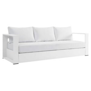 Tahoe Outdoor Patio Powder-Coated Aluminum Sofa in White White by Modway