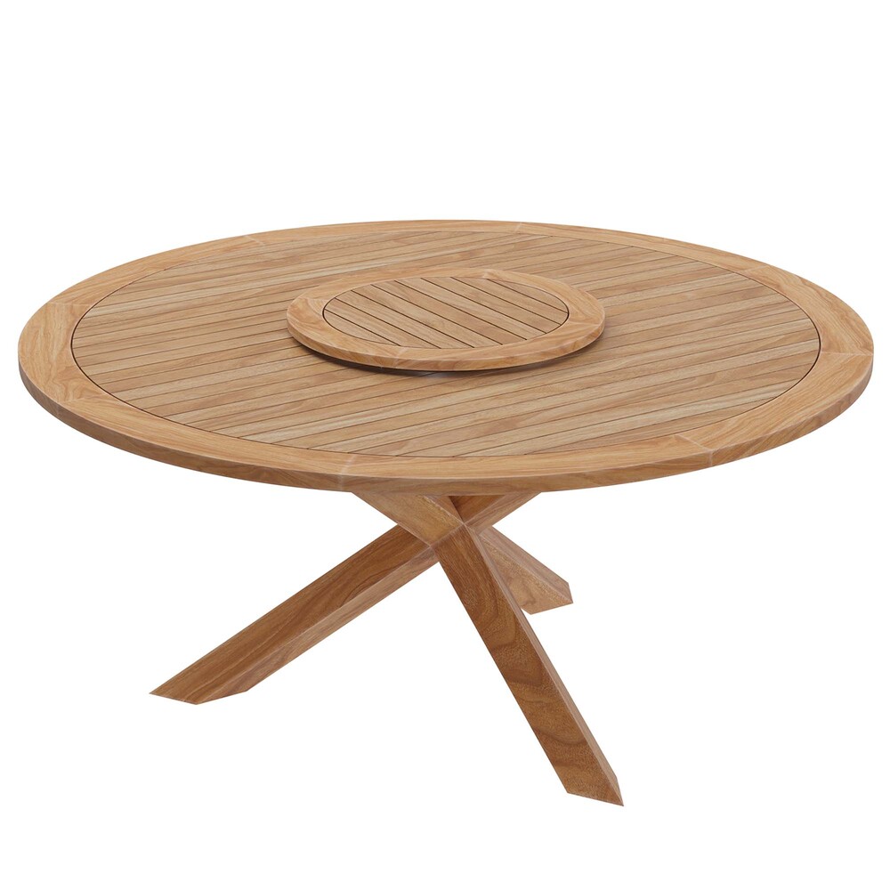 Wellspring 63" Outdoor Patio Teak Wood Dining Table in Natural by Modway