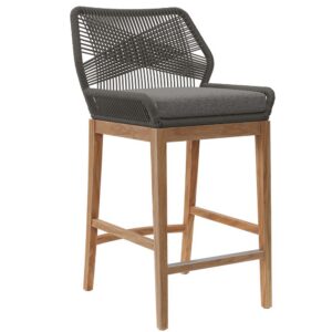 Wellspring Outdoor Patio Teak Wood Bar Stool in Gray Graphite by Modway