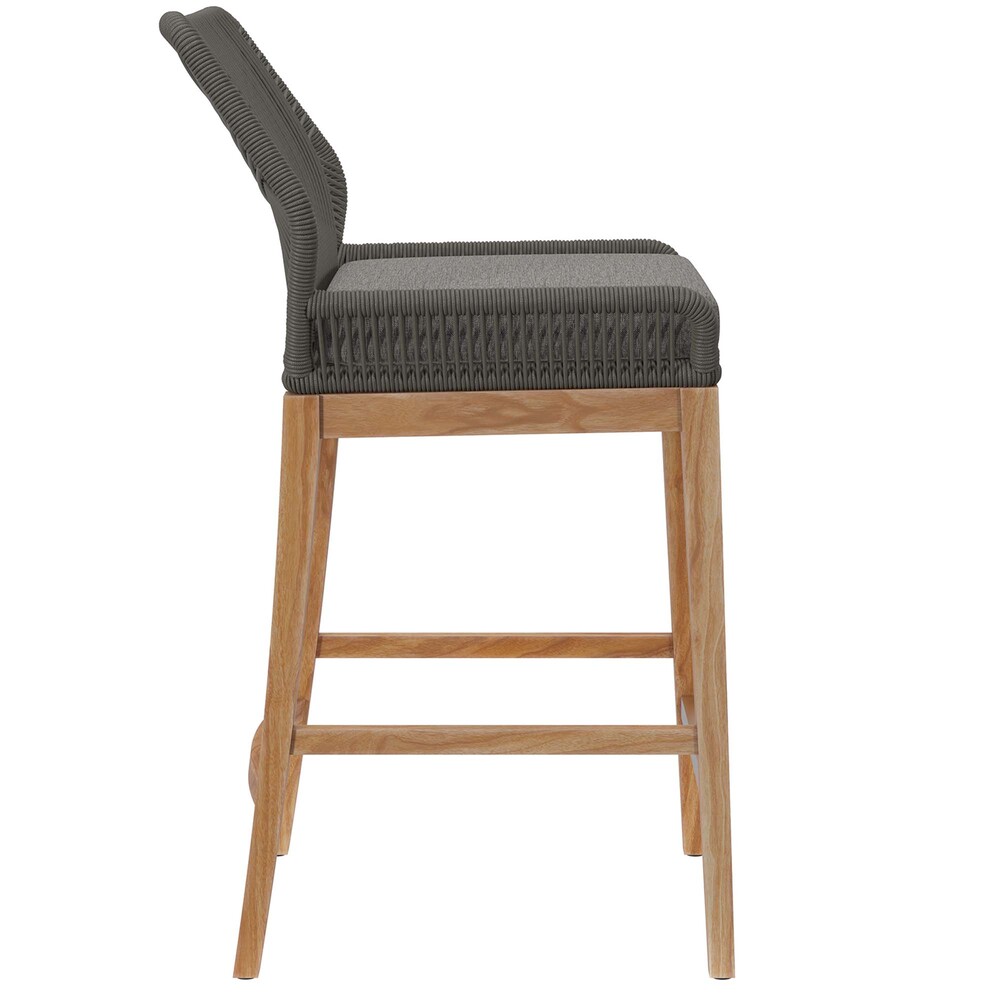 Wellspring Outdoor Patio Teak Wood Bar Stool in Gray Graphite by Modway - Image 3
