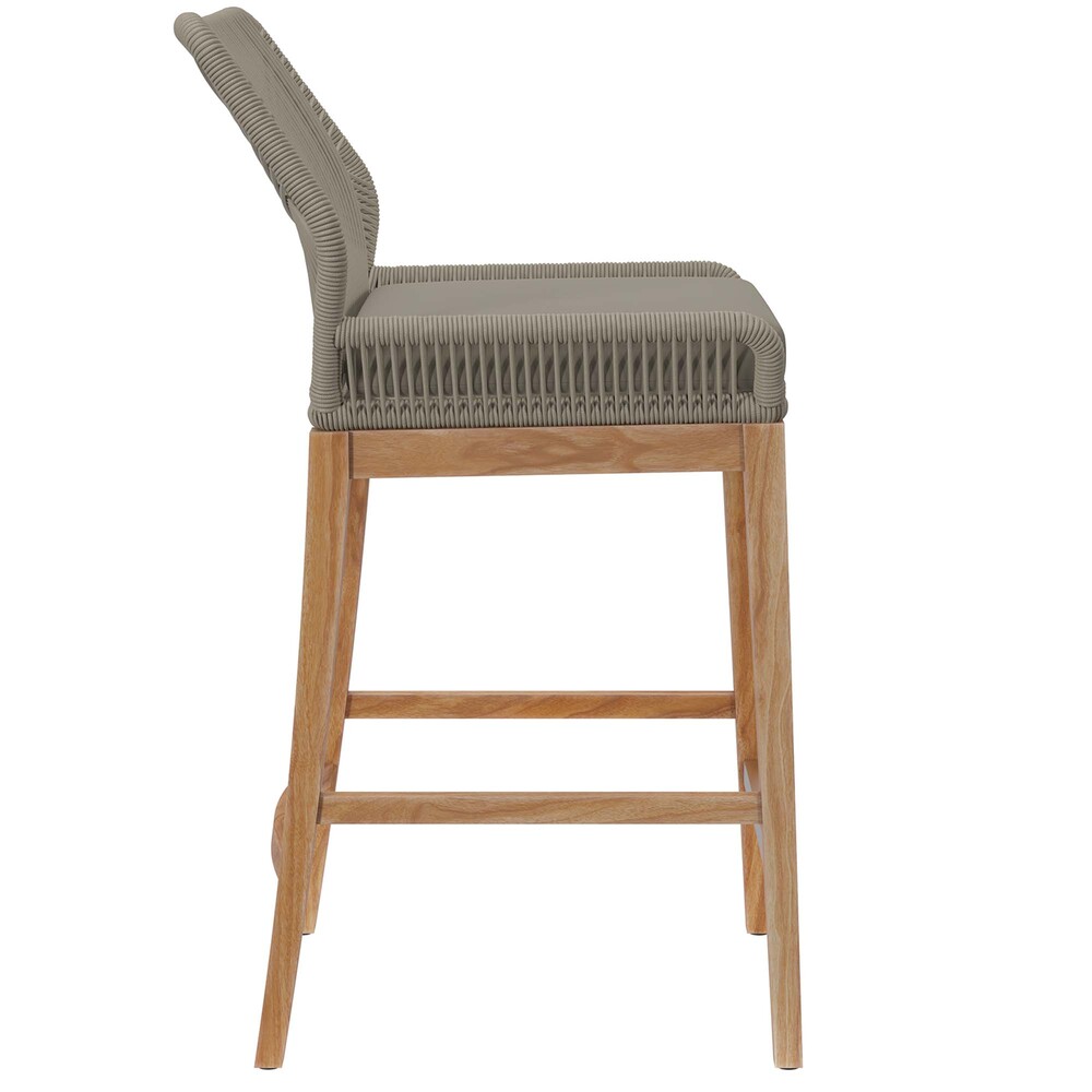 Wellspring 3-Piece Outdoor Patio Teak Wood Bar Set in Light Gray Greige by Modway - Image 9