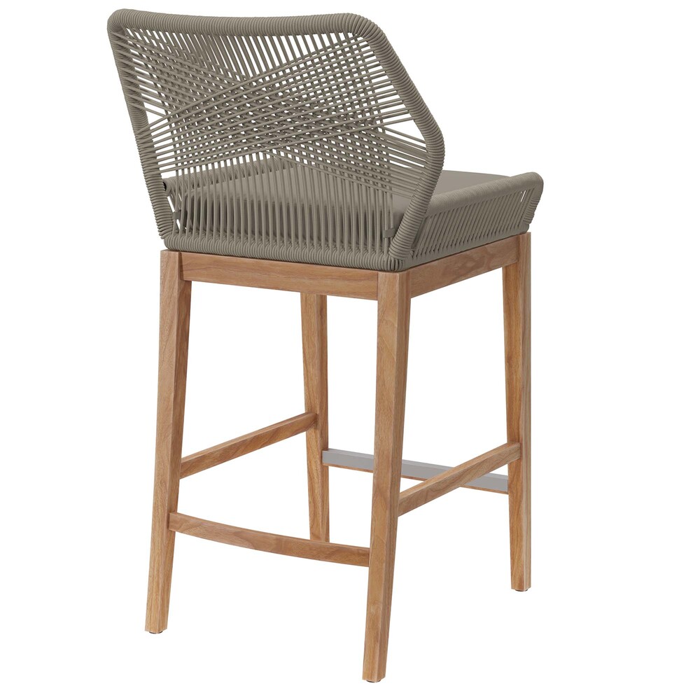 Wellspring Outdoor Patio Teak Wood Bar Stool in Light Gray Greige by Modway - Image 4