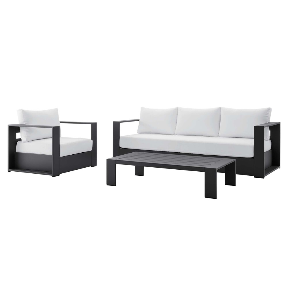 Tahoe 3-Piece Outdoor Patio Powder-Coated Aluminum Set in Gray White by Modway