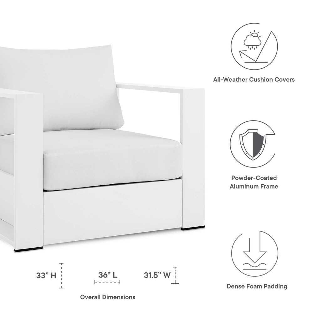 Tahoe 3-Piece Outdoor Patio Powder-Coated Aluminum Set in White White by Modway - Image 2